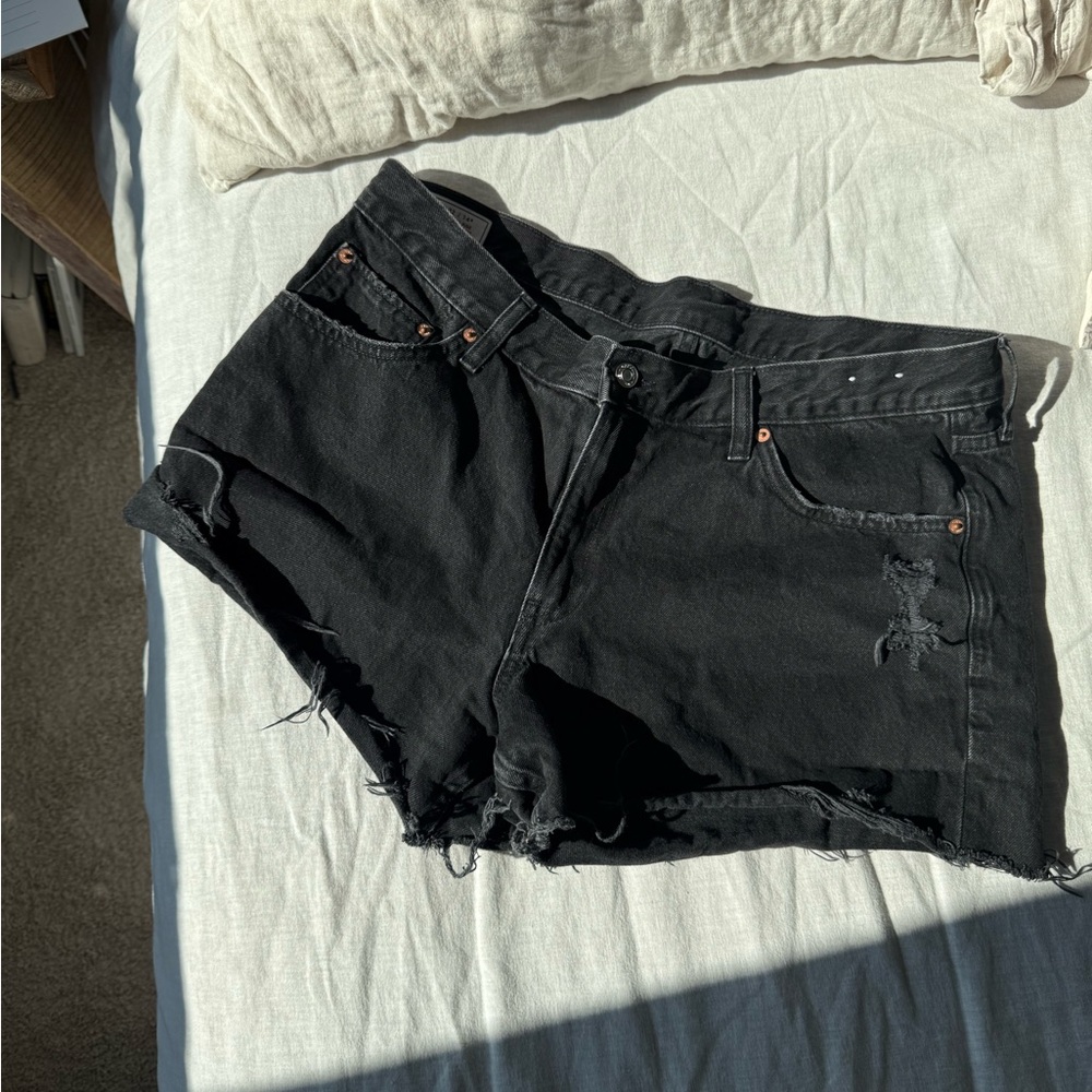 GAP Black Distressed Jean Shorts